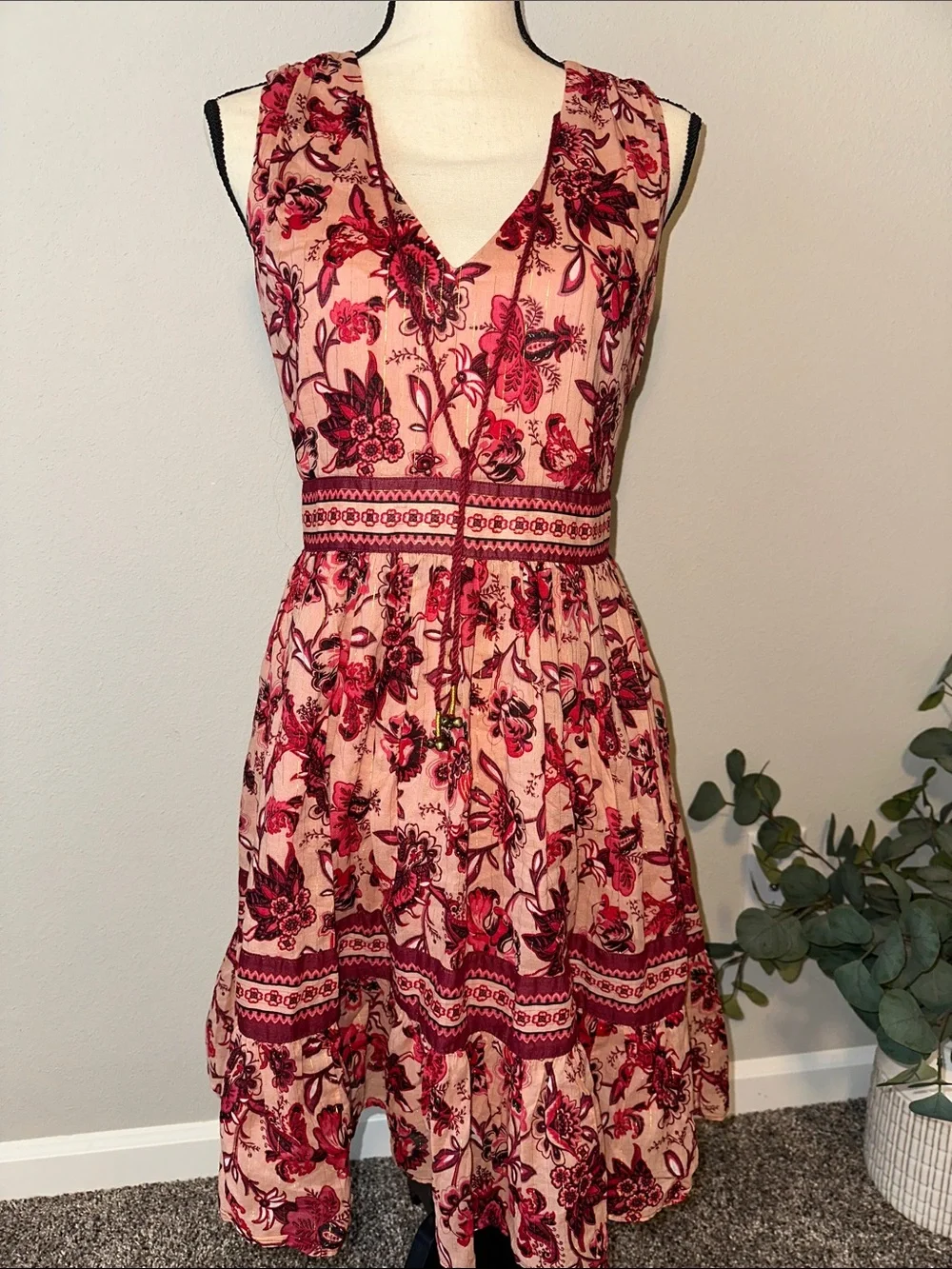 kate spade Pink Dress with Red Floral Print